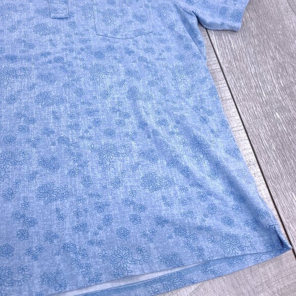 Johnnie-O Shirt Mens Medium Blue Lindley Floral Golf Short Sleeve Preppy Top - Picture 4 of 8